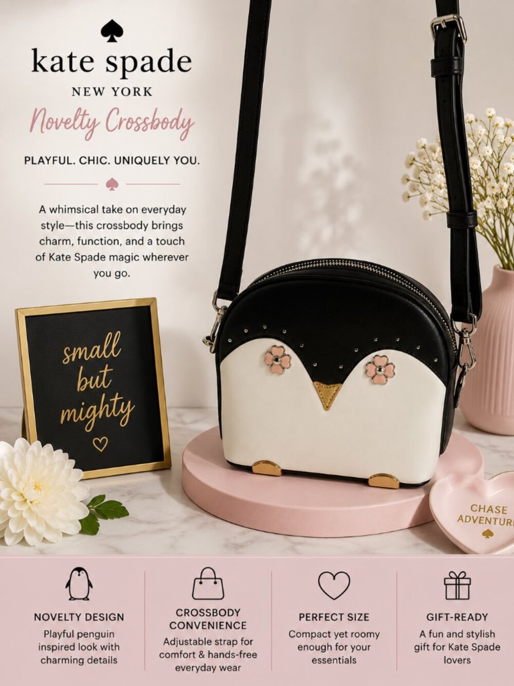 Kate Spade New York Frosty Penguin Leather Crossbody Bag - Near Perfect